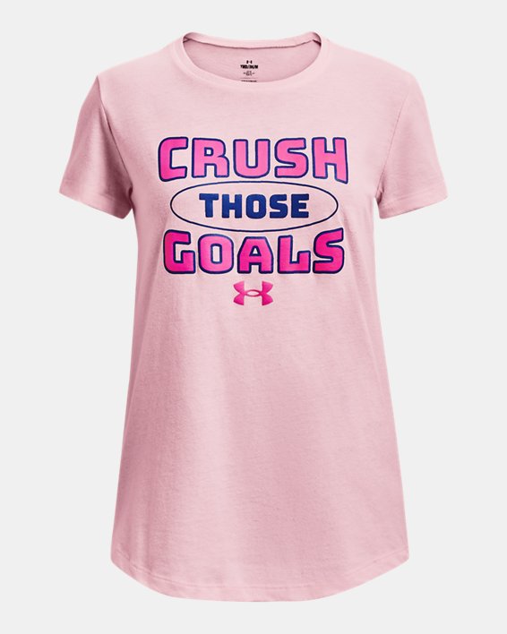 Girls' UA Crush Those Goals Short Sleeve, Pink, pdpMainDesktop image number 0